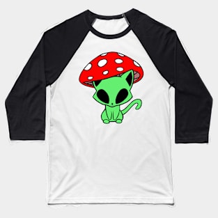 Alien Cat Mushie Baseball T-Shirt